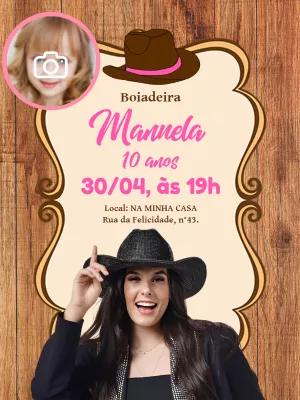 Convite Aniversário Boiadeira com Foto para Editar Online