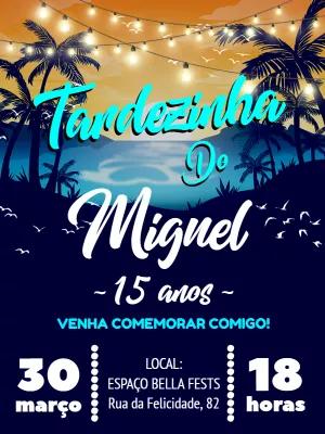 Convite Aniversário Tardezinha Tema Praia para Editar Online