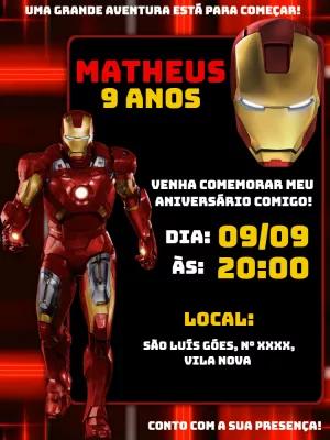 Convite de Aniversário Homem de Ferro para Editar Online