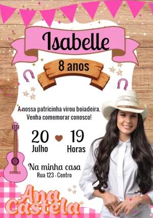 Convite Aniversário Ana Castela Boiadeira para Editar Online