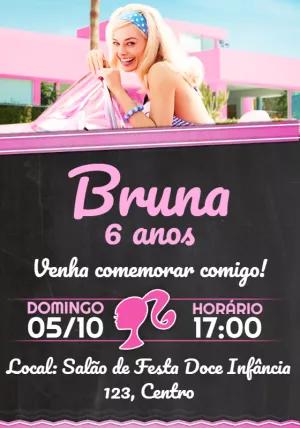 Convite de Aniversário Barbie Filme para Editar Online