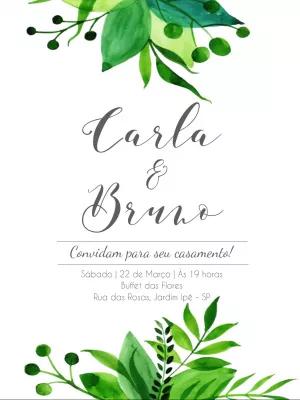 Convite de Casamento Folhagem Verde para Editar Online