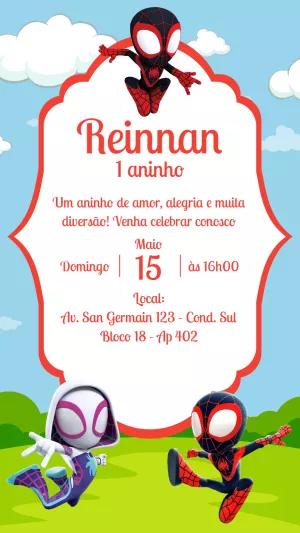 Convite Aniversário Homem Aranha Infantil para Editar Online