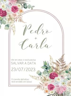 Save the Date Casamento Floral Boho para Editar Online