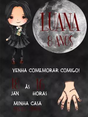 Convite Aniversário Wandinha Addams para Editar Online