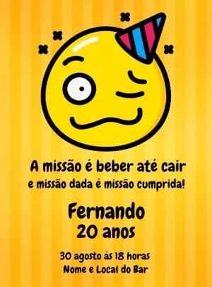 Convite de Aniversário Adulto com Emoji Bêbado Editável