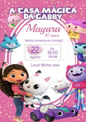 Convite de Aniversário A Casa Mágica da Gabby para Editar