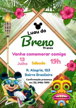 Convite Aniversário Lual do Mickey para Editar Online