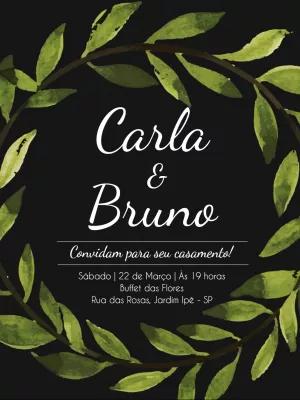 Convite de Casamento Folhagens Rústico para Editar Online