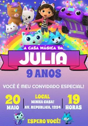 Convite de Aniversário A Casa Mágica da Gabby para Editar