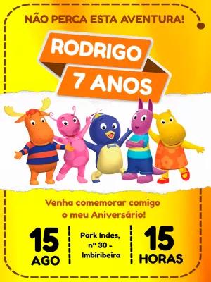 Convite de Aniversário Backyardigans Juntos para Festa Editável