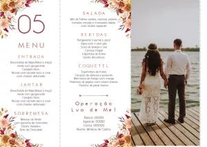 Menu de Casamento Floral com Foto para Editar Online