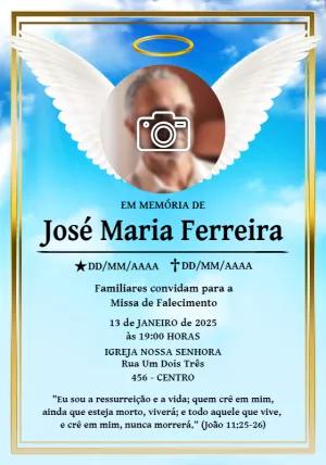 Convite Missa de Falecimento com Foto Celestial para Editar Online