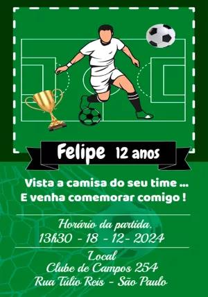 Convite de Aniversário Futebol com Jogador para Editar Online