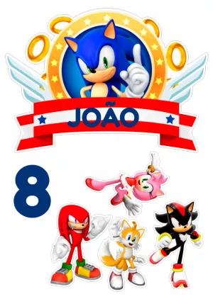 Topo de Bolo Sonic com Personagens para Editar Online