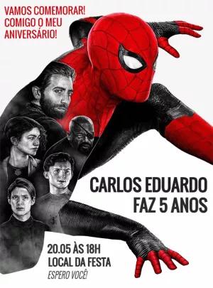 Convite Aniversário Homem Aranha Longe de Casa para Editar