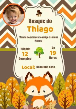 Convite Aniversário Bosque com Foto para Editar Online