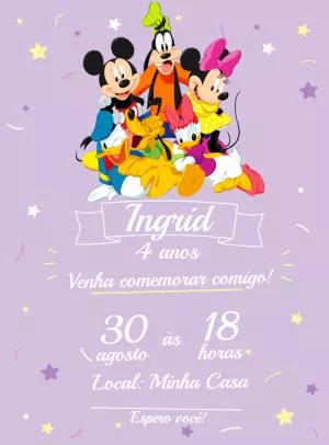 Convite de Aniversário Turma do Mickey para Editar Online