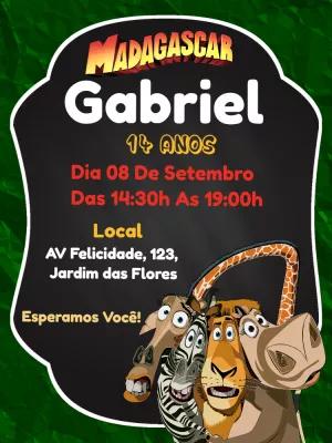 Convite Aniversário Madagascar com a Turma para Editar Online
