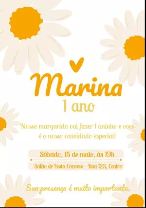 Convite de Aniversário Margaridas Delicado para Editar Online