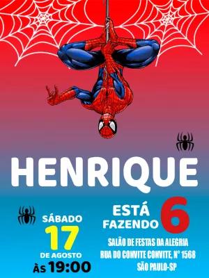 Convite de Aniversário Homem Aranha para Editar Online