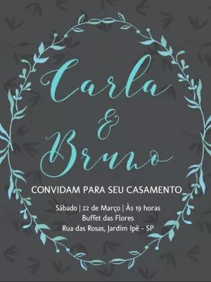 Convite de Casamento com Ramos Elegantes para Editar Online