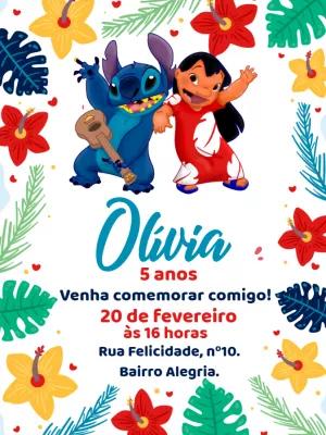 Convite de Aniversário Lilo & Stitch para Editar Online
