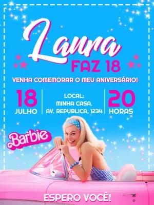 Convite de Aniversário Barbie Filme para Editar Online