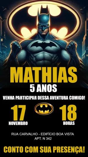 Convite de Aniversário Batman Editável Online para Imprimir