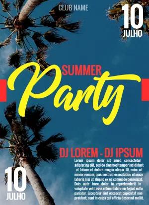 Convite de Aniversário Summer Party Tropical para Editar Online