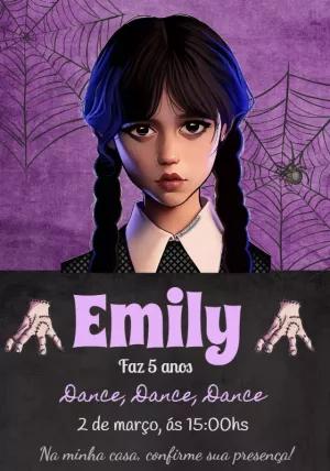 Convite de Aniversário Wandinha Addams para Editar Online