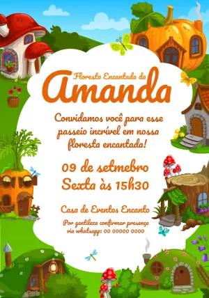 Convite de Aniversário Floresta Encantada para Editar Online