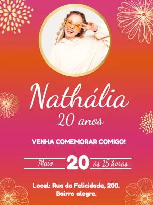 Convite de Aniversário com Foto e Degradê para Editar Online