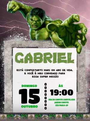 Convite de Aniversário Incrível Hulk para Editar Online