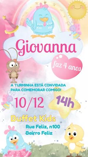 Convite de Aniversário Galinha Pintadinha para Editar Online