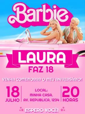 Convite de Aniversário Barbie Filme para Editar Online