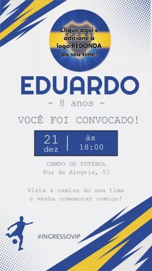 Convite de Aniversário Futebol com Logo do Time para Editar Online