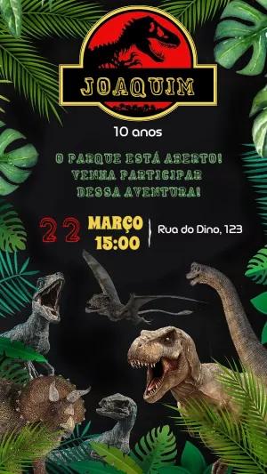 Convite de Aniversário Dinossauros Jurassic para Editar Online