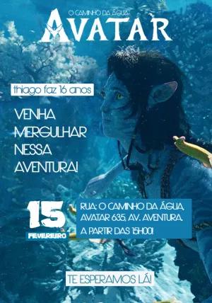 Convite de Aniversário Avatar Caminho da Água para Editar Online