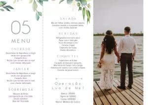 Menu de Casamento Floral com Foto para Editar Online