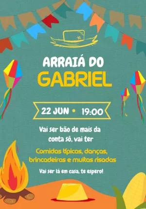 Convite de Aniversário Festa Junina com Tema Arraiá para Editar