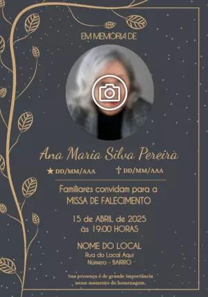 Convite Missa de Falecimento com Foto para Editar Online