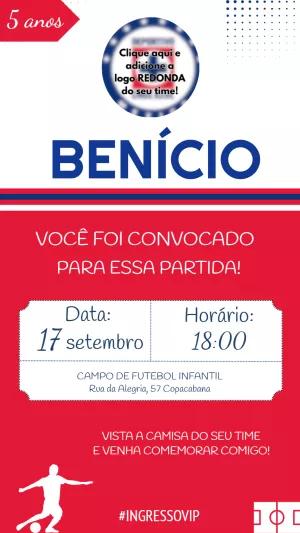 Convite de Aniversário Futebol com Logo do Time para Editar
