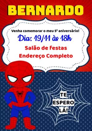 Convite Aniversário Homem Aranha Cute para Editar Online