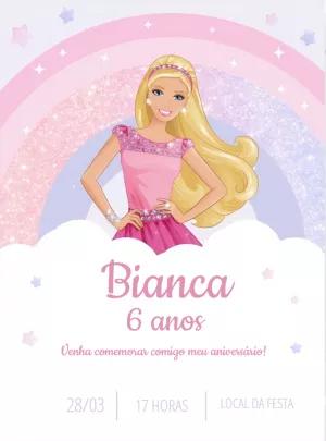 Convite de Aniversário da Barbie para Editar Online