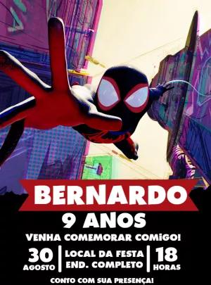 Convite Aniversário Homem-Aranha Aranhaverso para Editar Online