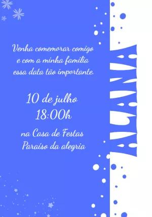 Convite de Aniversário Minimalista Azul para Editar Online