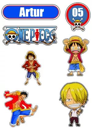 Topo de Bolo One Piece com Personagens para Editar Online