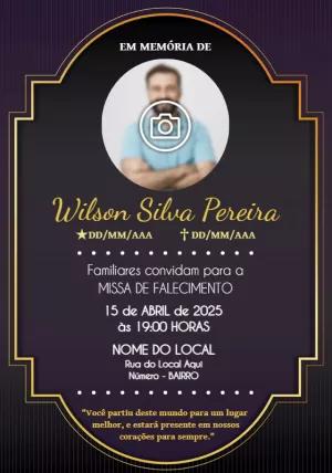 Convite Missa de Falecimento com Foto para Editar Online