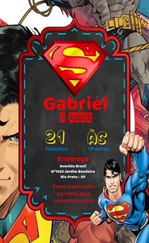 Convite de Aniversário Super Homem para Editar Online